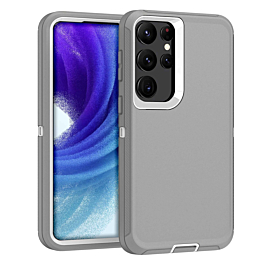 Heavy Duty Case for Galaxy S23 Ultra (GRAY & WHITE) (Only Ground Shipping)