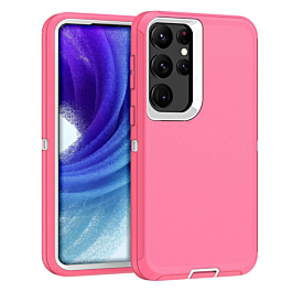 Heavy Duty Case for Galaxy S23 Ultra (LIGHT PINK & WHITE) (Only Ground Shipping)