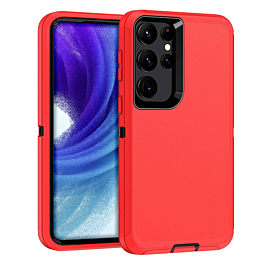 Heavy Duty Case for Galaxy S23 Ultra (RED & BLACK) (Only Ground Shipping)