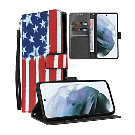 Leather Wallet Case with Card Slot - US FLAG for Galaxy S24 FE (Only Ground Shipping)