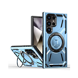 Full-Body Rugged Shockproof Case with Built-in Ring Holder - BLUE for Galaxy S24 Ultra (Only Ground Shipping)