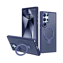 Galaxy S24 Ultra Carbon Wireless Charging Case with Ring Stand - DARK BLUE (Only Ground Shipping)