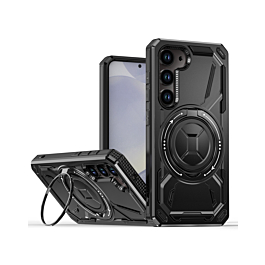 Full-Body Rugged Shockproof Case with Built-in Ring Holder - BLACK for Galaxy S25 / S24 (Only Ground Shipping)