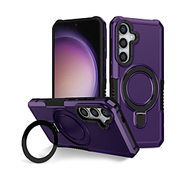 Hard PC Shockproof Case w /Ring Holder - DARK PURPLE for Galaxy S24 / S25 (Only Ground Shipping)