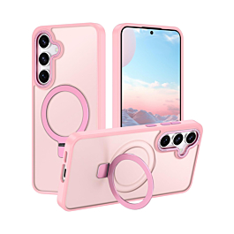 Carbon Wireless Charging Case with Ring Stand - PINK for Galaxy S24 / S25 (Only Ground Shipping)