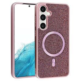 Wireless Charging Bling Diamond Crystal Case - PINK for Galaxy S24 / S25 (Only Ground Shipping)