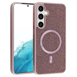 Wireless Charging Bling Diamond Crystal Case - ROSE GOLD for Galaxy S24 / S25 (Only Ground Shipping)