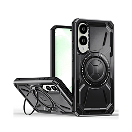 Full-Body Rugged Shockproof Case with Built-in Ring Holder - BLACK for Galaxy S25E (Only Ground Shipping)
