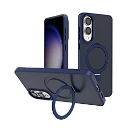Carbon Wireless Charging Case with Ring Stand - DARK BLUE for Galaxy S25E (Only Ground Shipping)