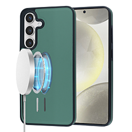 Leather Design Wireless Charging Case for Galaxy S25FE (DARK GREEN) (Only Ground Shipping)