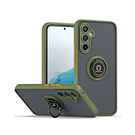 Galaxy S25 Plus Hard PC Rear / Soft TPU Colorful Border Case with I - ring Holder - GREEN (Only Ground Shipping)