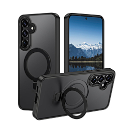 Carbon Wireless Charging Case with Ring Stand - BLACK for Galaxy S25 Plus (Only Ground Shipping)