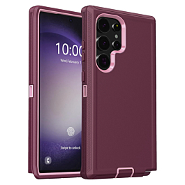 Heavy Duty Case for Galaxy S25 Ultra (MAROON & BLACK) (Only Ground Shipping)