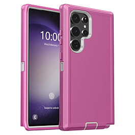 Heavy Duty Case for Galaxy S25 Ultra (LIGHT PINK & WHITE) (Only Ground Shipping)