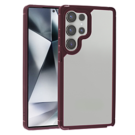 Luxury Shockproof Clear Case - DARK RED for Galaxy S25 Ultra (Only Ground Shipping)