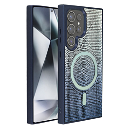 Wireless Charging Bling Diamond Crystal Case - BLUE for Galaxy S25 Ultra (Only Ground Shipping)