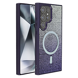 Wireless Charging Bling Diamond Crystal Case - PURPLE for Galaxy S25 Ultra (Only Ground Shipping)