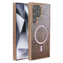 Wireless Charging Bling Diamond Crystal Case - ROSE GOLD for Galaxy S25 Ultra (Only Ground Shipping)