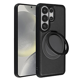 Slim Leather Case with Wireless Charging Kickstand - BLACK for Galaxy S26 Ultra (Only Ground Shipping)