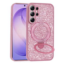 Sparkle Luxury Slim Case with Magnetic Kickstand for Galaxy S26 Ultra (PINK) (Only Ground Shipping)