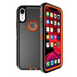 Heavy Duty Case for iPhone XR (BLACK & ORANGE) (Only Ground Shipping)