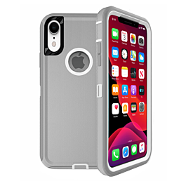 Heavy Duty Case for iPhone XR (GRAY & WHITE) (Only Ground Shipping)