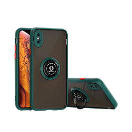 Hard PC Rear / Soft TPU Colorful Border Case with I-ring Holder - GREEN for iPhone XS Max (Only Ground Shipping)