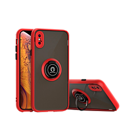 Hard PC Rear / Soft TPU Colorful Border Case with I-ring Holder - RED for iPhone XS Max (Only Ground Shipping)