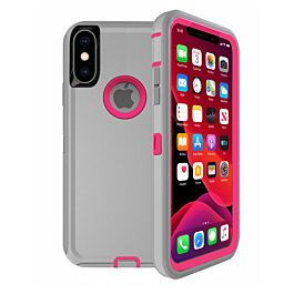 Heavy Duty Case for iPhone XS Max (GRAY & HOT PINK) (Only Ground Shipping)
