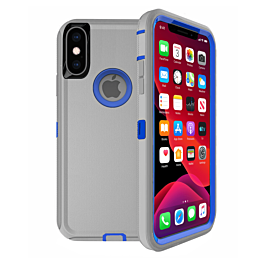 Heavy Duty Case for iPhone XS Max (GRAY & BLUE) (Only Ground Shipping)