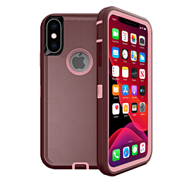 Heavy Duty Case for iPhone XS Max (MAROON & PINK) (Only Ground Shipping)