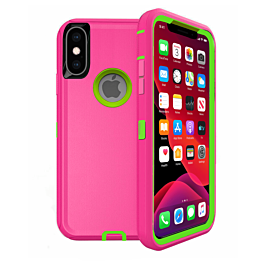 Heavy Duty Case for iPhone XS Max (HOT PINK & GREEN) (Only Ground Shipping)