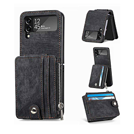 Galaxy Z Flip 4 Wallet Case with Card Holder - BLACK (Only Ground Shipping)
