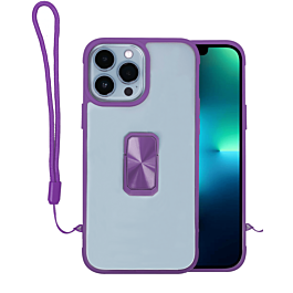 Hard Clear Magnetic Case with Hand Rope - PURPLE for iPhone 12 Pro Max (Only Ground Shipping)