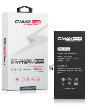 Purchase the QMAX Plus Extended Capacity Replacement Battery for iPhone 12 and 12 Pro, 3320 mAH.







