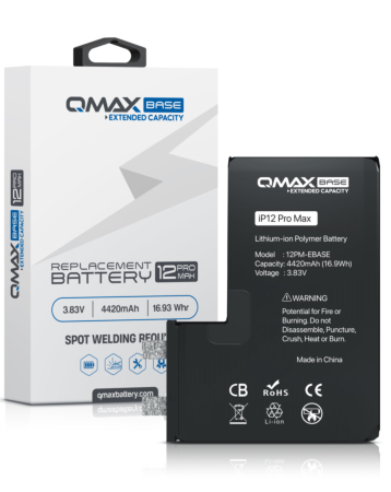 Purchase the QMAX Base Extended Capacity Replacement Battery for iPhone 12 Pro Max Spot Weld Required 4420 mAH.

