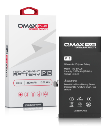 Purchase the QMAX Plus Extended Capacity Replacement Battery for iPhone 13 3530 mAH.

