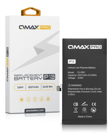 Stock up on the QMAX Pro Replacement Battery for iPhone 13, 3227 mAH.


