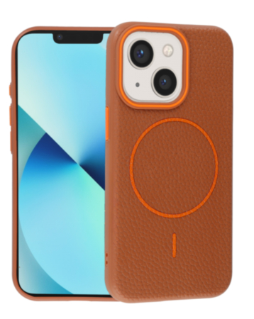 Magnetic Leather Soft Cases (GOLDEN BROWN) for iPhone 13 Mini (Only Ground Shipping)