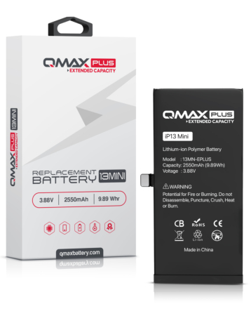 Buy the QMAX Plus Extended Capacity Replacement Battery for iPhone 13 Mini 2550 mAH.

