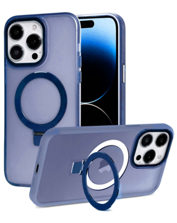 Carbon Wireless Charging Case with Ring Stand - DARK BLUE for iPhone 13 Pro Max (Only Ground Shipping)