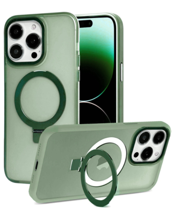 Carbon Wireless Charging Case with Ring Stand - GREEN for iPhone 13 Pro Max (Only Ground Shipping)
