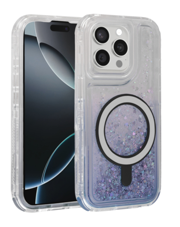 Wireless Charging Protective Glitter Liquid Bumper Case - BLUE for iPhone 13 Pro Max (Only Ground Shipping)