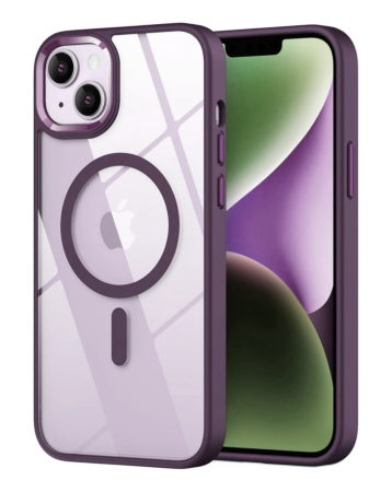 Shiny Magnetic Clear Cases - PURPLE for iPhone 13 / 14 (Only Ground Shipping)