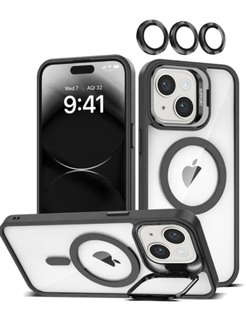 Transpalet Silicone case & Camera stand with Camera Lens - BLACK for iPhone 13 / 14 (Only Ground Shipping)