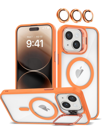 Transpalet Silicone case & Camera stand with Camera Lens - ORANGE for iPhone 13 / 14 (Only Ground Shipping)