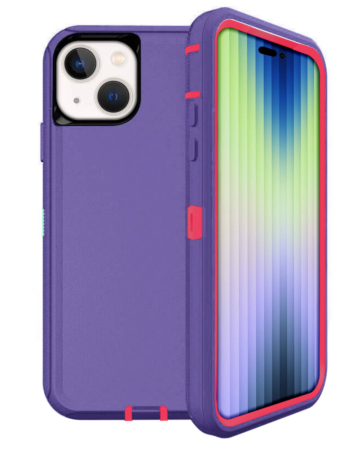Heavy Duty Case for iPhone 14 / 13 (DARK PURPLE & PINK) (Only Ground Shipping)