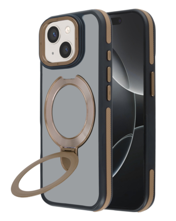Matte Transparent Case with Wireless Charging Kickstand - DARK BROWN for iPhone 13 / 14 (Only Ground Shipping)