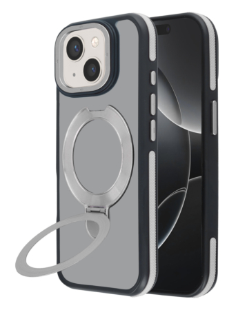 Matte Transparent Case with Wireless Charging Kickstand - GRAY for iPhone 13 / 14 (Only Ground Shipping)