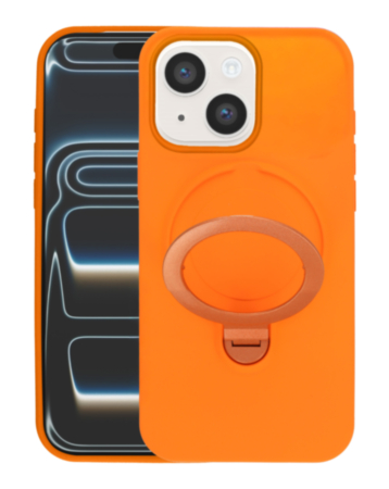 Pastel Shield Carbon Fiber Magnetic Kickstand Case (ORANGE) for iPhone 13 / 14 /16e/ 17e (Only Ground Shipping)